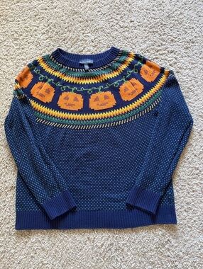 ModCloth Give ‘Em Pumpkin To Talk About Fair Isle Halloween Sweater Women’s XL